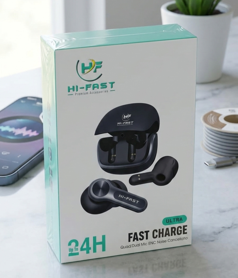 Hi-Fast Wireless Earbuds | Bluetooth Earphones with Charging Case | 24H Playtime | Fast Charging | Portable