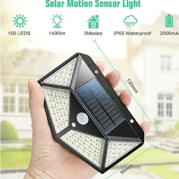 100 LED Solar Motion Sensor Light - Waterproof Outdoor Wall Lamp with Auto Detection - A&T TrendHive