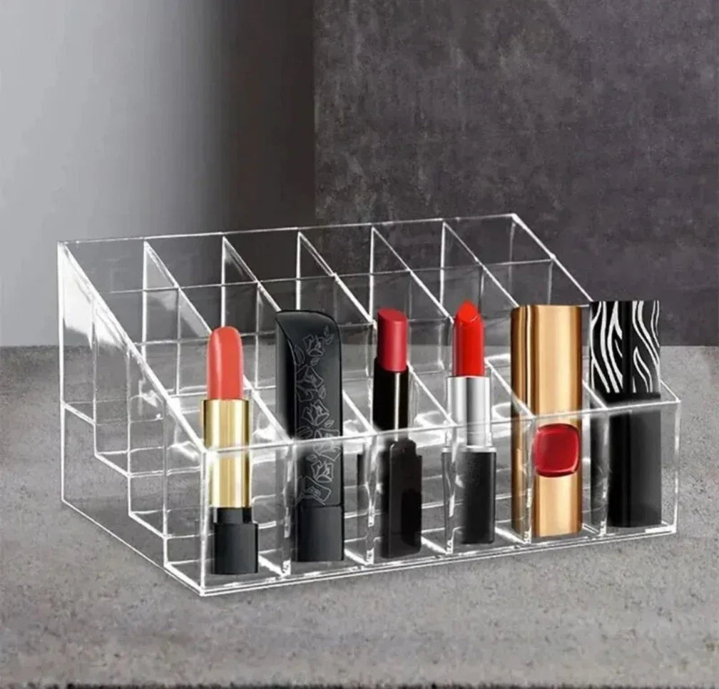 24 Grid Makeup Organizer Storage Box Cosmetic Box Lipstick Jewelry Box Case Holder Display Stand make up organizer - A&T TrendHive