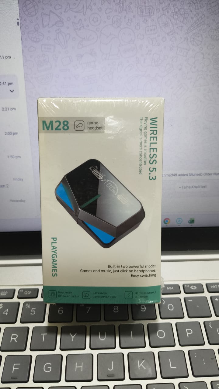 DAMIX M28 TWS Wireless 5.3 Gaming Earbuds with LED Power Display, Dual Mode (Game/Music), Low Latency, and HD Mirror Design