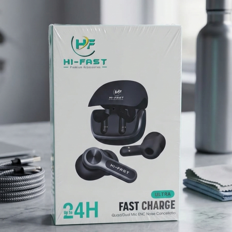 Hi-Fast Wireless Earbuds | Bluetooth Earphones with Charging Case | 24H Playtime | Fast Charging | Portable