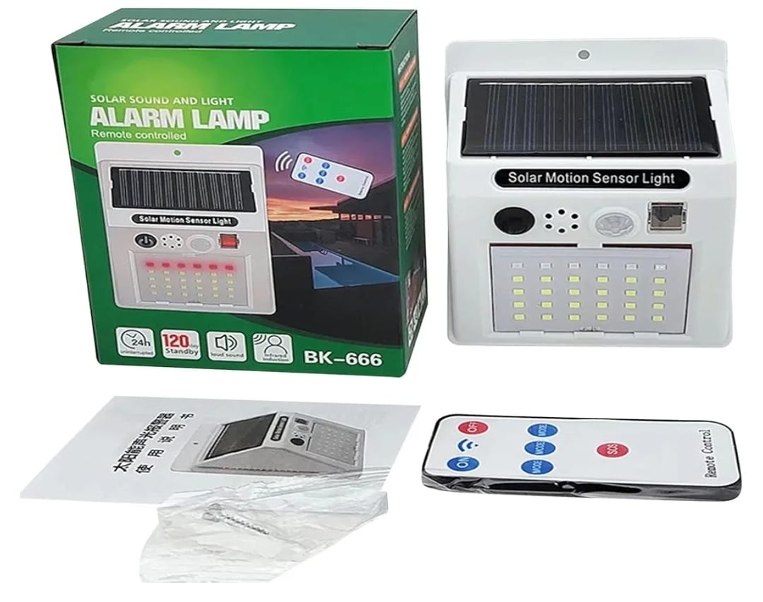 Alarm Sound Security Solar Lamp with Motion Detector & Remote Control – Solar Animal Repeller Light