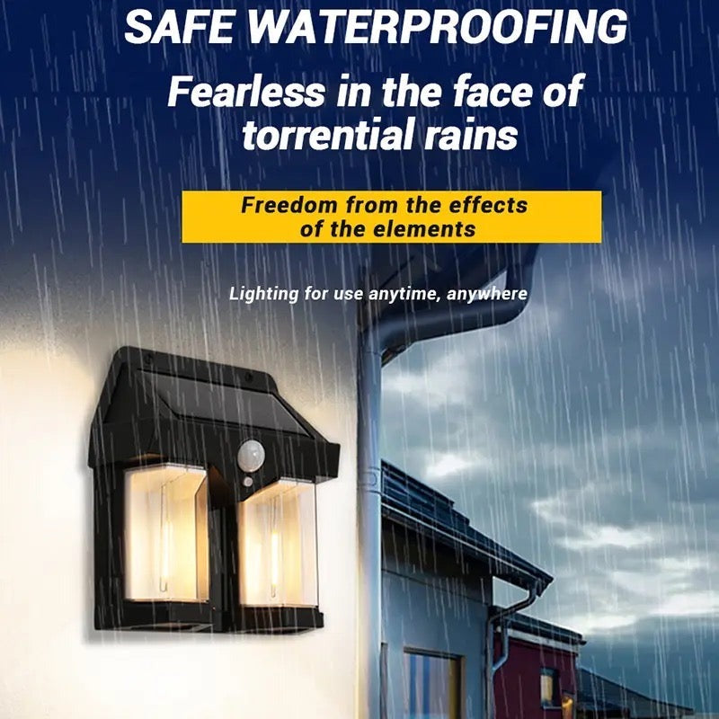 Solar Wall Light with Motion Sensor & Tungsten Bulb – Multi-Mode Outdoor Lighting | Weatherproof, Energy-Saving & Easy to Install