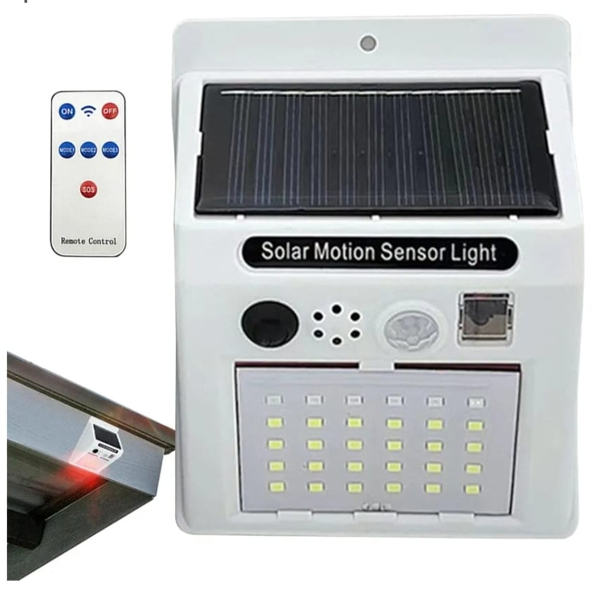 Alarm Sound Security Solar Lamp with Motion Detector & Remote Control – Solar Animal Repeller Light