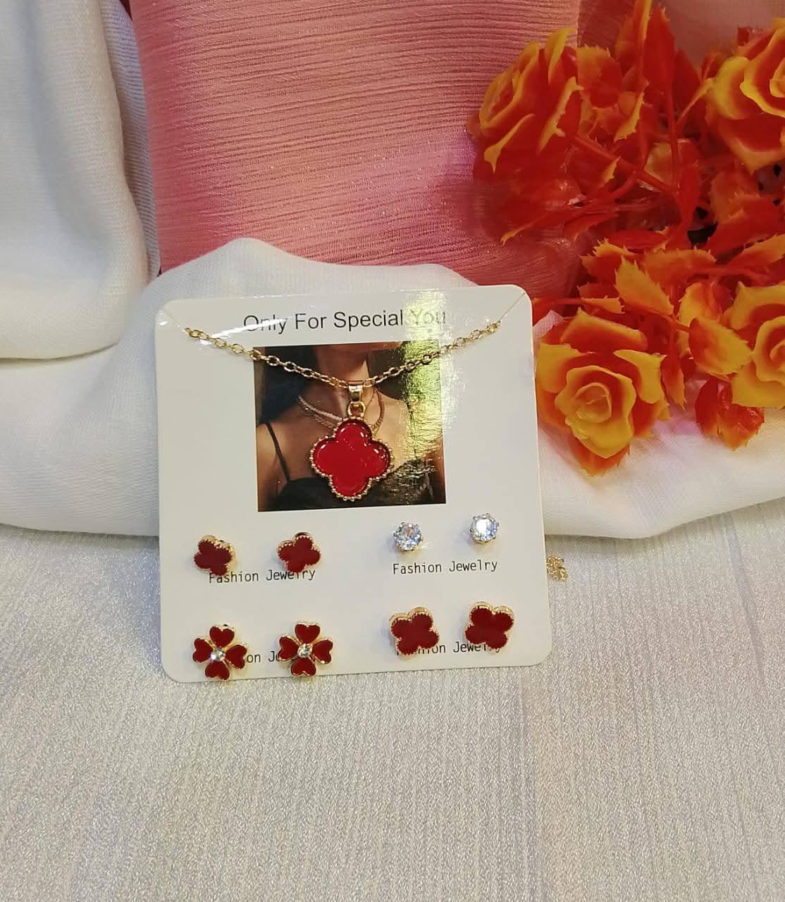 Earrings And Necklace Pack 4 Set Stylish Jewelry Collection Elegant Design Durable Quality Comfortable Wear Suitable For Daily And Occasion Use - Black - A&T TrendHive