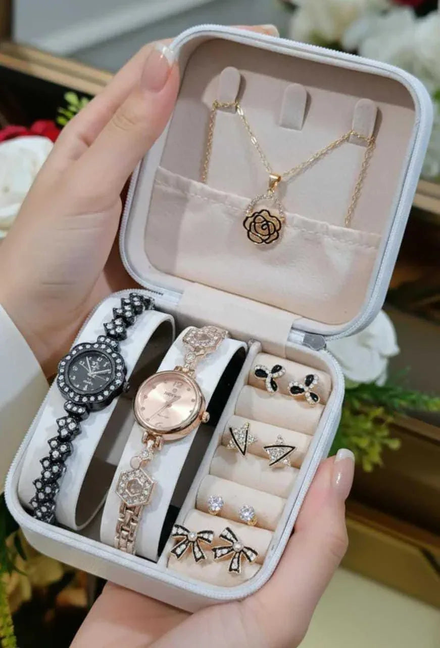 2 IN ONE GIFT SET DIAMOND STONE JEWELRY WATCHES - A&T TrendHive