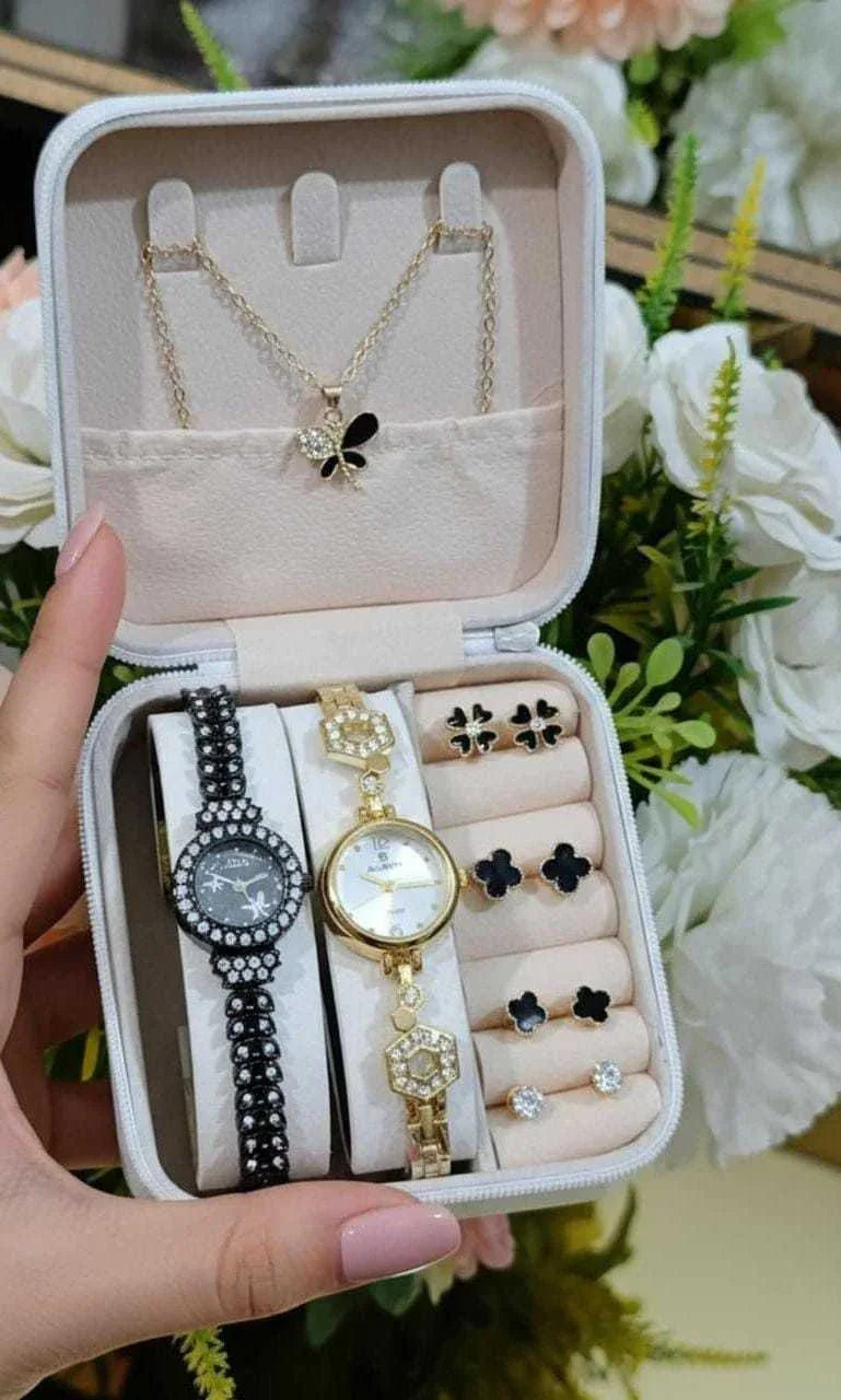 2 IN ONE GIFT SET DIAMOND STONE JEWELRY WATCHES - A&T TrendHive