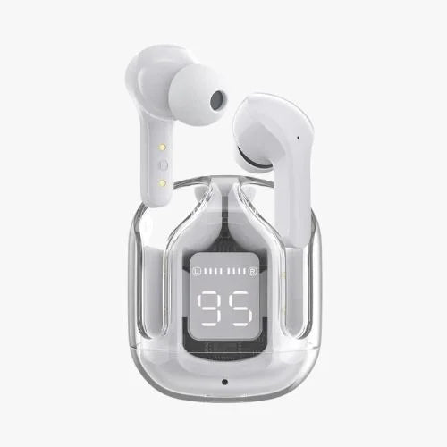 Air31 Earbuds Wireless Crystal Transparent body | Air 31 Bluetooth Ear Bud - with pouch (random color) - white