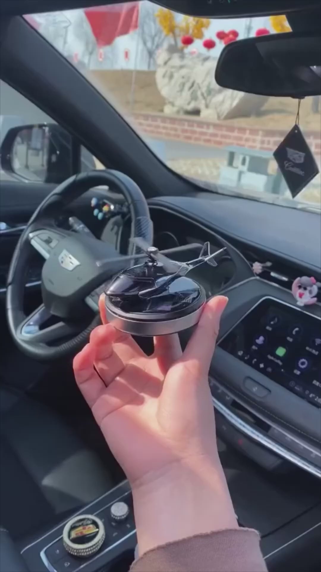 Car Aroma Diffuser Air Freshener Solar Rechargeable Helicopter With Fragrance Bottle – Rotating Propeller Fragrance Freshener for Dashboard & AC Vent | Long-Lasting, Stylish Car Perfume